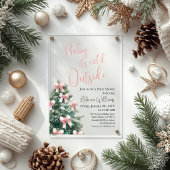 Winter It's Cold Outside Pink Bow Girl Baby Shower Acryl Uitnodigingen