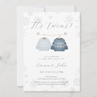 Winter Its Twin Brothers Baby Shower Invitation Kaart