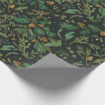 Winter Jeneverbes Pine Gift Wrap op zwarte achterg