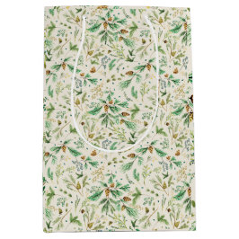 Winter Jeneverbes Pine op Off White Gift Bag Medium Cadeauzakje