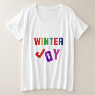 Winter Joy - Gezellige kleurrijke letters Grote Maat T-shirt