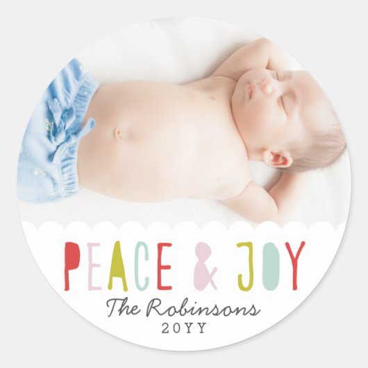 Winter Joy Holiday Ronde Sticker (Voorkant)