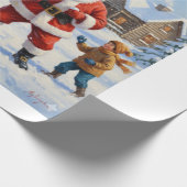 Winter Joy with Santa Claus Cadeaupapier (Hoek)
