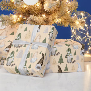 Winter Kabouters Bos Beige Cadeaupapier