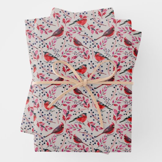 Winter Kardinalen en Warblers Wrapping Paper (In situ)