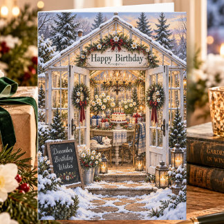 Winter Kas December Verjaardag Gelukkig Kaart