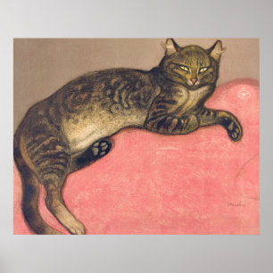 Winter: Kat op een kussen door Theophile Steinlen Poster