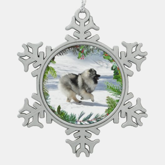 Winter Keeshond Snowflake Ornament (Voorkant)