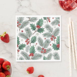 Winter Kersen Kerst Holiday Patroon Servet