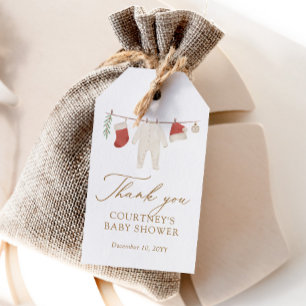 Winter Kerst Baby Kleding Baby shower Cadeaulabel
