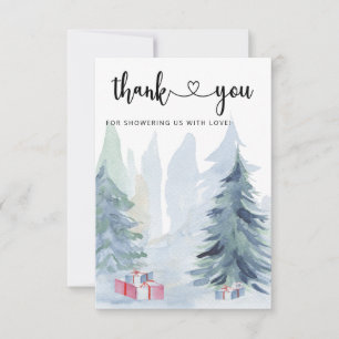 Winter kerst baby shower bedankje bedankkaart