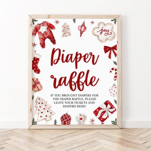 Winter Kerst Baby shower Luier Raffle teken Poster