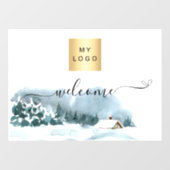 Winter kerst bedrijfslogo welkom  raamsticker (Vel)