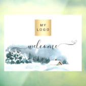 Winter kerst bedrijfslogo welkom  raamsticker (Vel 3)