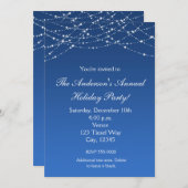 Winter Kerst Blauw Glitter Elegante Uitnodiging (Voorkant / Achterkant)