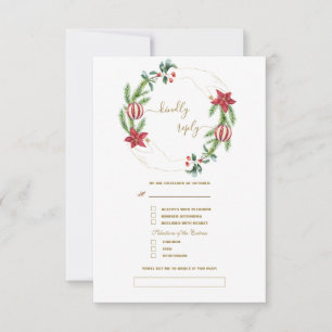 Winter Kerst Dennenappels Kerstballen Trouwen RSVP Kaartje