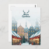 Winter kerst dorp briefkaart (Voorkant / Achterkant)