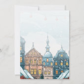 Winter kerst dorp laat het sneeuwen kaart (Achterkant)