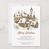 Winter Kerst  Dorp Oude Huis Feestdagenkaart (Voorkant)