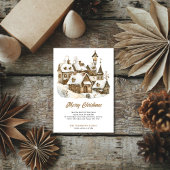 Winter Kerst  Dorp Oude Huis Feestdagenkaart