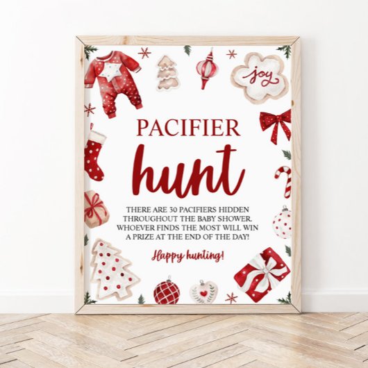 Winter Kerst Fopspeen Hunt Baby shower spel Poster