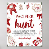 Winter Kerst Fopspeen Hunt Baby shower spel Poster (Voorkant)