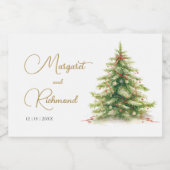 Winter Kerst Huwelijk Glitterend  Sparkling Wijnetiket (Enkel label)