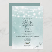 Winter Kerst Ijsblauwe String Lichten bruiloft Kaart (Voorkant / Achterkant)