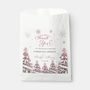 Winter Kerst Roze Baby shower Dank u Bedankzakje