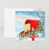Winter Kerst Vogels Rode Post Box Vakantie Kaarten (Voorkant / Achterkant)