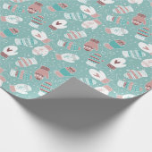 Winter Kerst wanten patroon in Mint Cadeaupapier (Hoek)