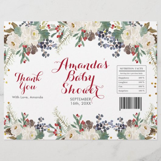 Winter Kerst Wit Bloem Chip Zak Verpakking Flyer (Voorkant)