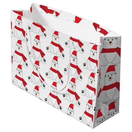 Winter Kerstbeer Grote Cadeautas (Achterkant Gekanteld)