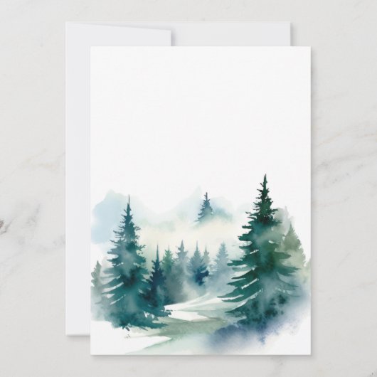 Winter Kerstboom landschap verlovingsfeest Kaart (Achterkant)