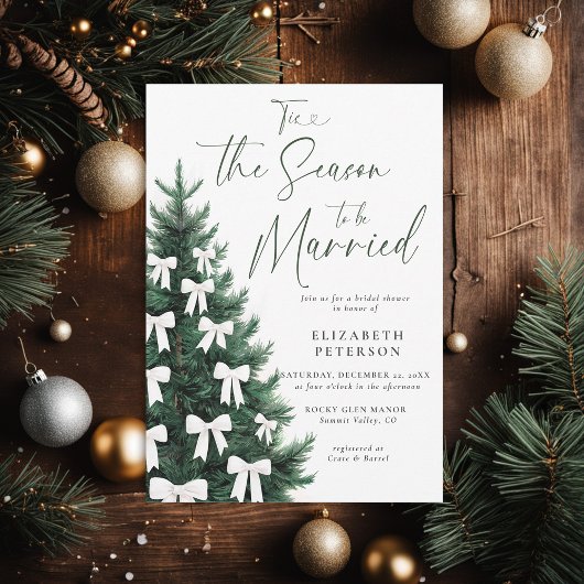 Winter Kerstboom White Bow Chic Vrijgezellenfeest Kaart