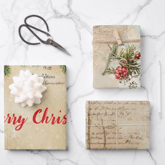  winter kerstboompijn Rood Inpakpapier Vel (Voorkant)