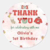 Winter Kerstfeest Bedankt Sticker (Voorkant)