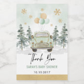 Winter Kerstgroen Goud Drive Thru Feest Wijn Etiket (Enkel label)