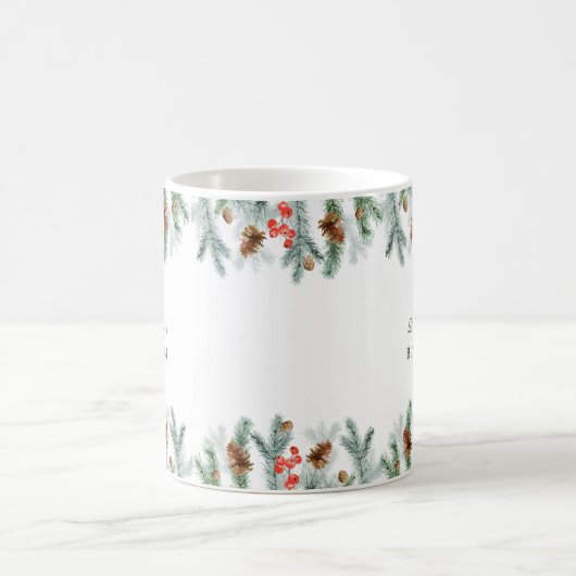 Winter Kerstgroen Gouden Kruis Jongens Doop Koffiemok (Center)