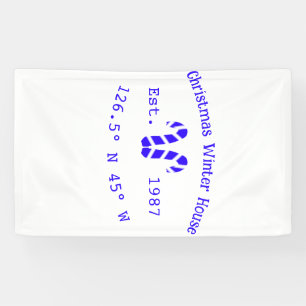 Winter Kersthuis blauwe candy canes geschatte jaar Spandoek