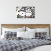 Winter, kerstman en sneeuwvrouw tekenen canvas afdruk (Insitu (Slaapkamer))