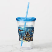 Winter/Kerstman/Kerstmis/Sneeuw Acryl Drinkbeker (Achterkant)