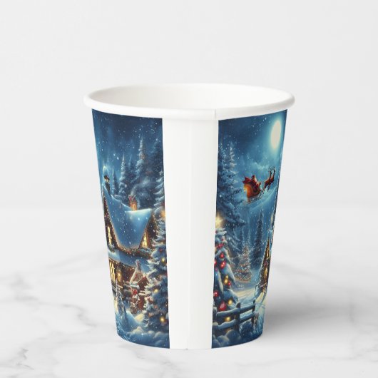 Winter/Kerstman/Kerstmis/Sneeuw Papieren Bekers (Rechts)