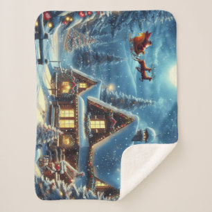 Winter/Kerstman/Kerstmis/Sneeuw Sherpa Deken
