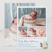 Winter Kerstmis Baby Meisje Pasgeboren Foto Geboor Aankondiging (Voorkant / Achterkant)