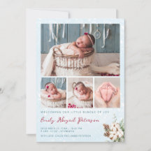 Winter Kerstmis Baby Meisje Pasgeboren Foto Geboor