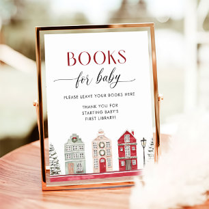 Winter Kerstmis Baby Shower Boeken voor Baby Poster