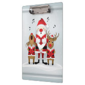 Winter Kerstmis Caroling Santa Reindeer Singing Klembord (Links)