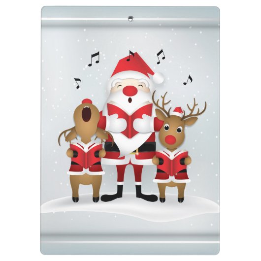 Winter Kerstmis Caroling Santa Reindeer Singing Klembord (Achterkant)