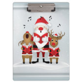 Winter Kerstmis Caroling Santa Reindeer Singing Klembord (Voorkant)